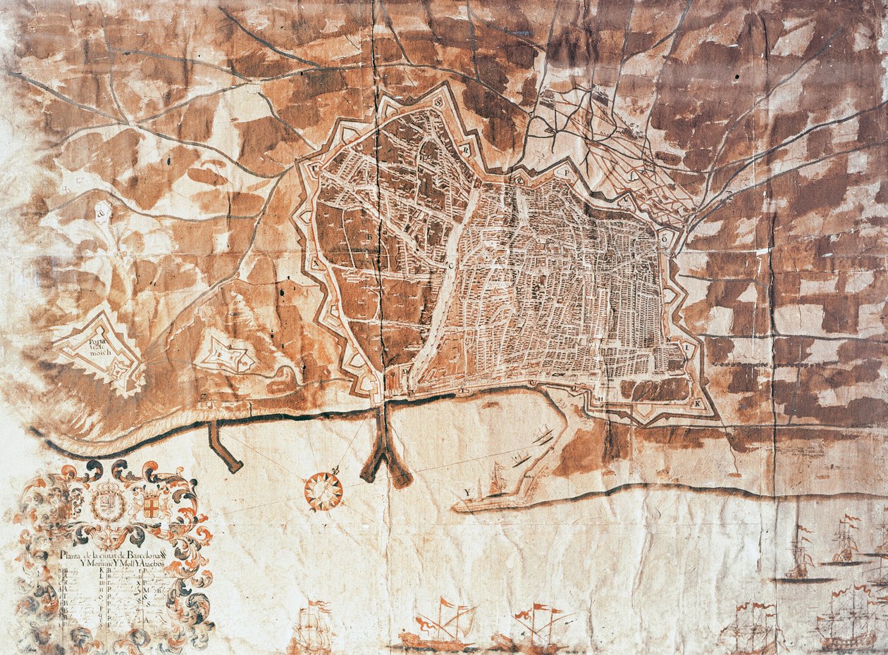 Barselona şehir haritası, 1697 by Spanish School