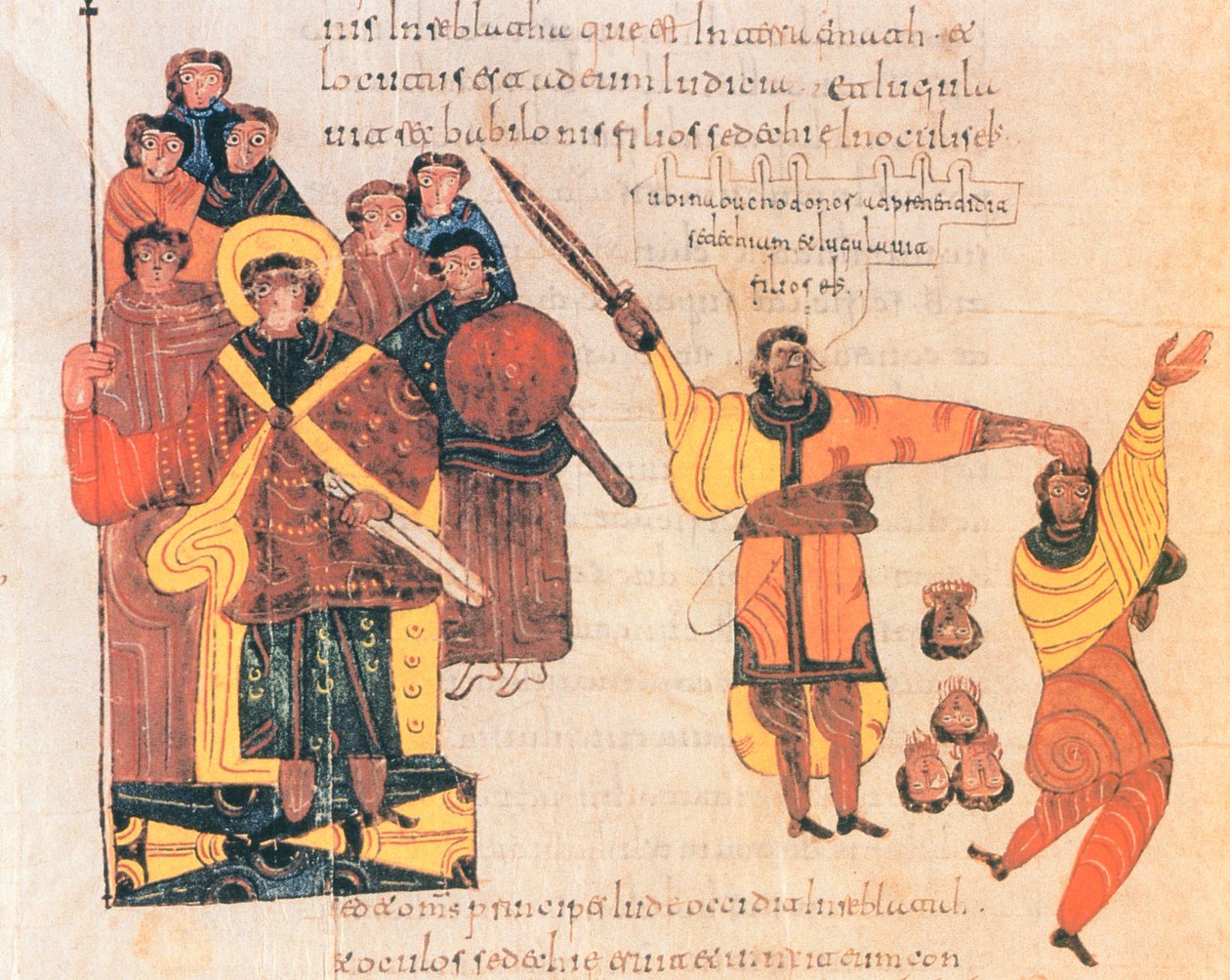 Nebukadnezar, asi Sidkiya'nın oğullarının öldürülmesini emreder, 289v. by Spanish School