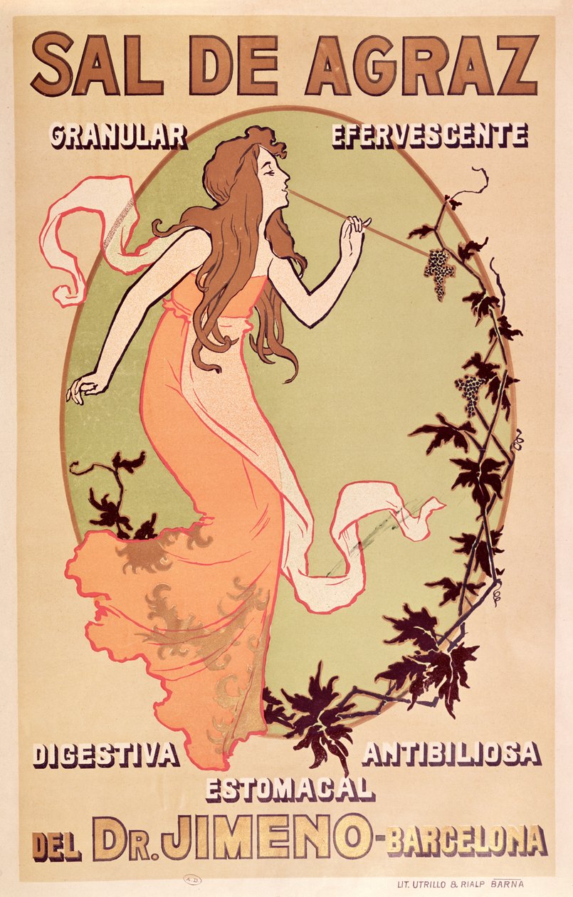 Dr Jimeno Sal de Agraz, c.1900 için İlaç Reklamı by Spanish School