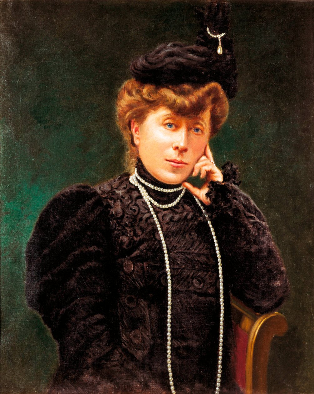 Maria del Carmen Villahermosa Düşesi (1815-1905) portresi. Anonim resim. 19. yüzyılın sonu. by Spanish School