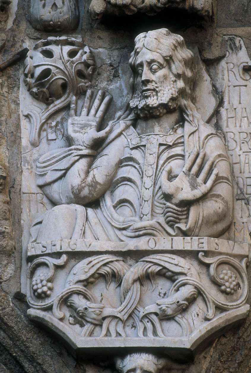 İbrahim peygamberin temsili, kuyumcuların ön cephesinin kabartması (platerias) by Spanish School