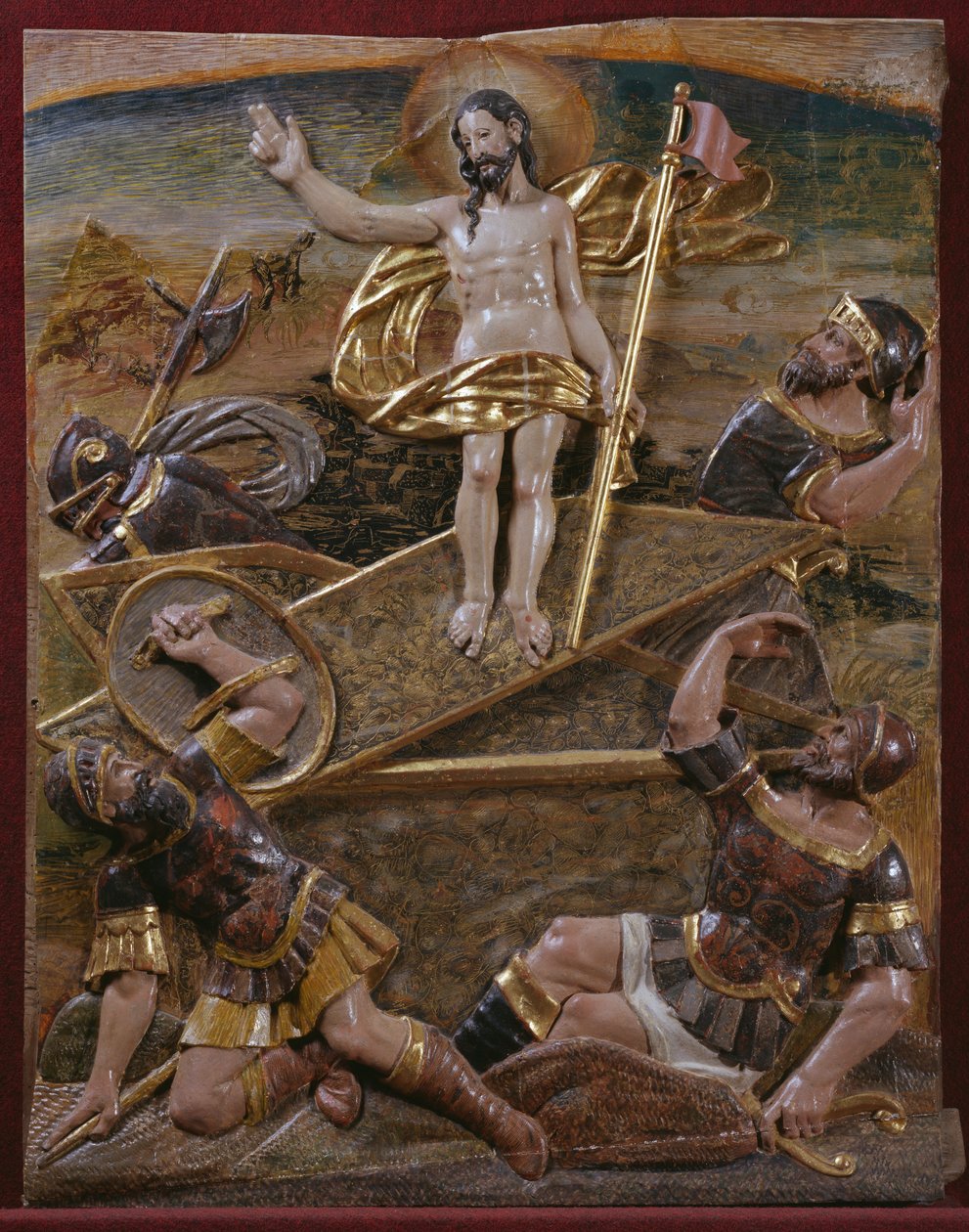 Diriliş, bir Rönesans sunağının detayı (boyalı ve yaldızlı ahşap) by Spanish School