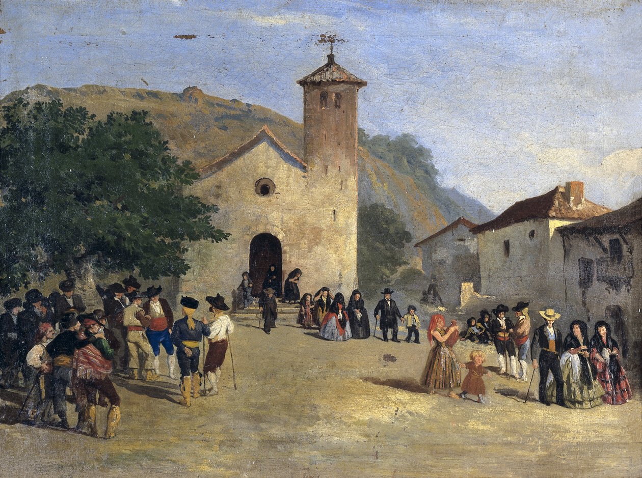 Sortie de messe - Bir kitleden çıkmak. anonim resim by Spanish School