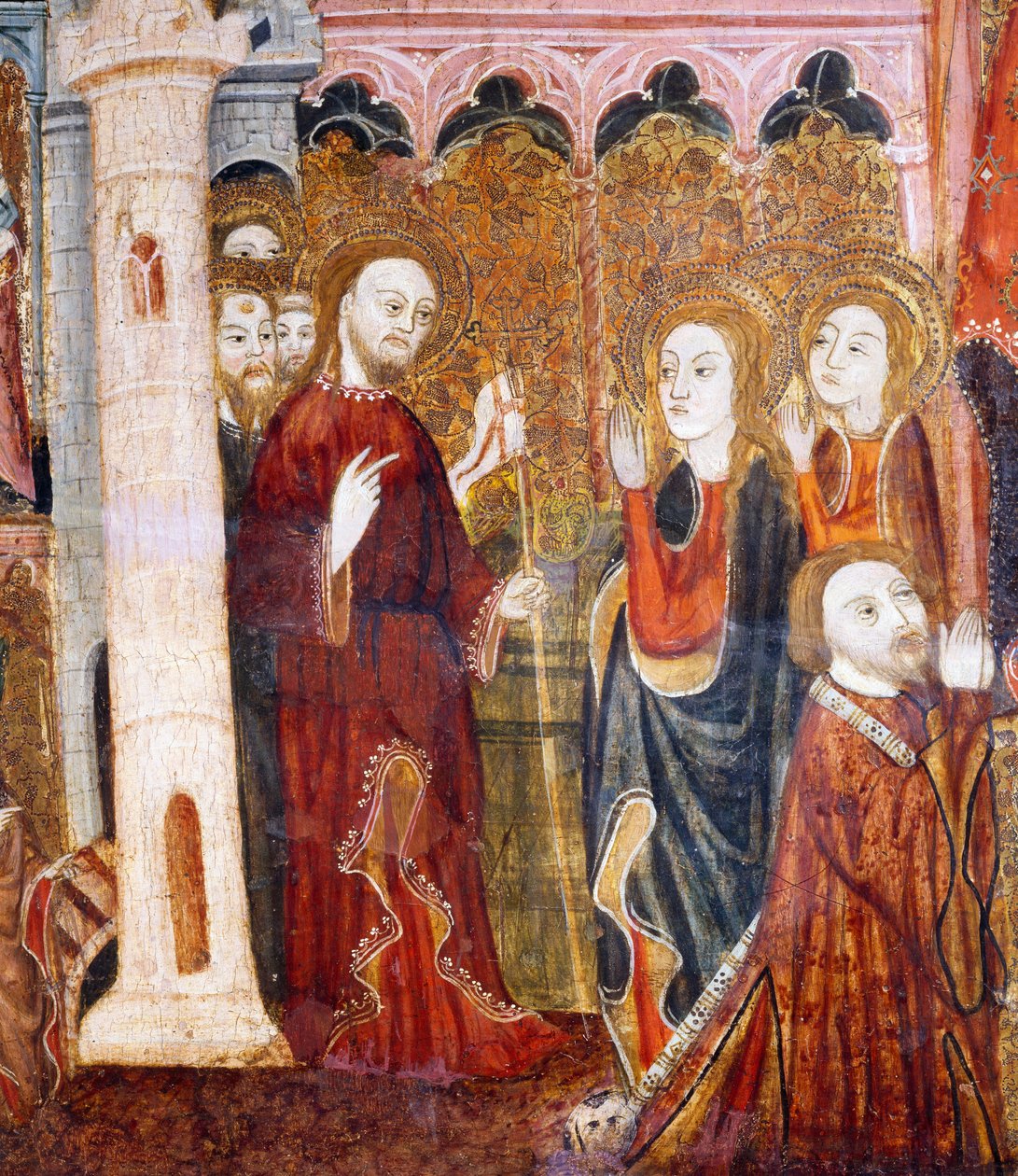 Aziz Lazarus, kız kardeşleri Martha ve Mary ile birlikte by Spanish School