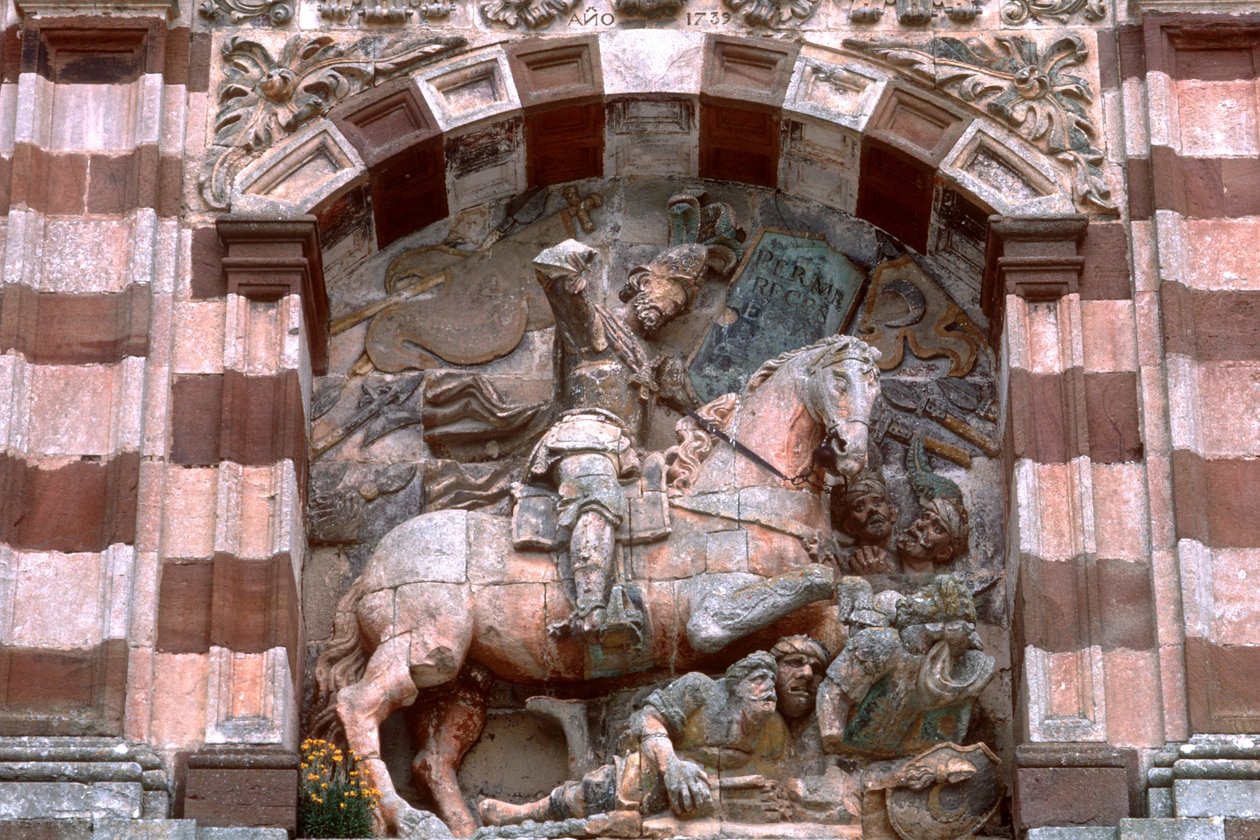 At sırtında bir şövalye heykeli by Spanish School