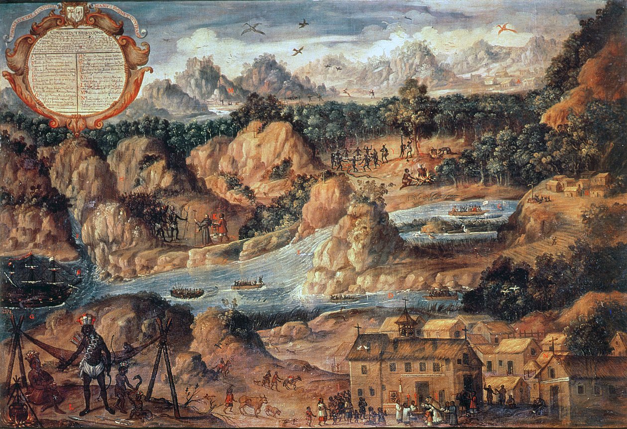 1524'te Guatemala'nın Fethi (panelde yağlı boya) by Spanish School