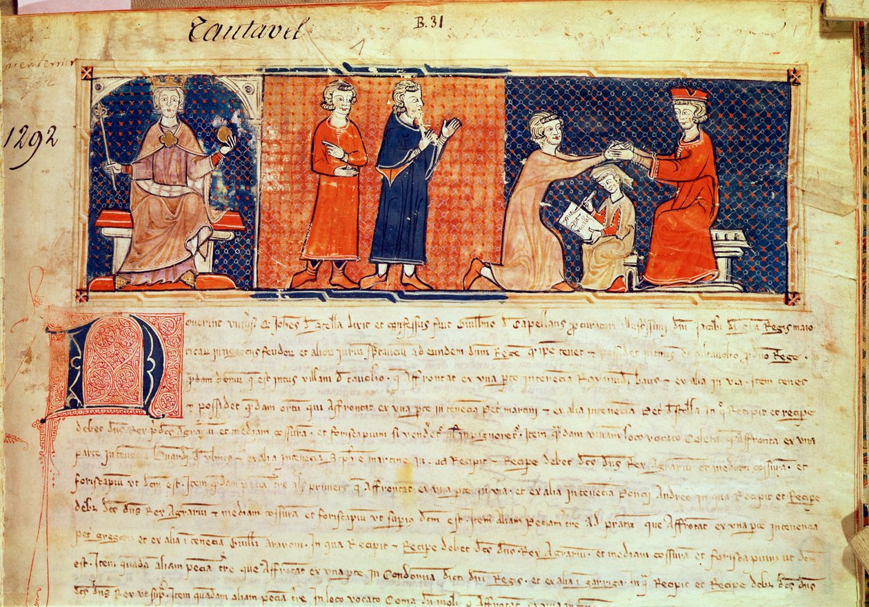 Capbreu de Clayra et de Millas'tan Mayorka Kralı I. James'in (1207-76) önünde vaazını vaaz eden feodal lord, 1292 by Spanish School