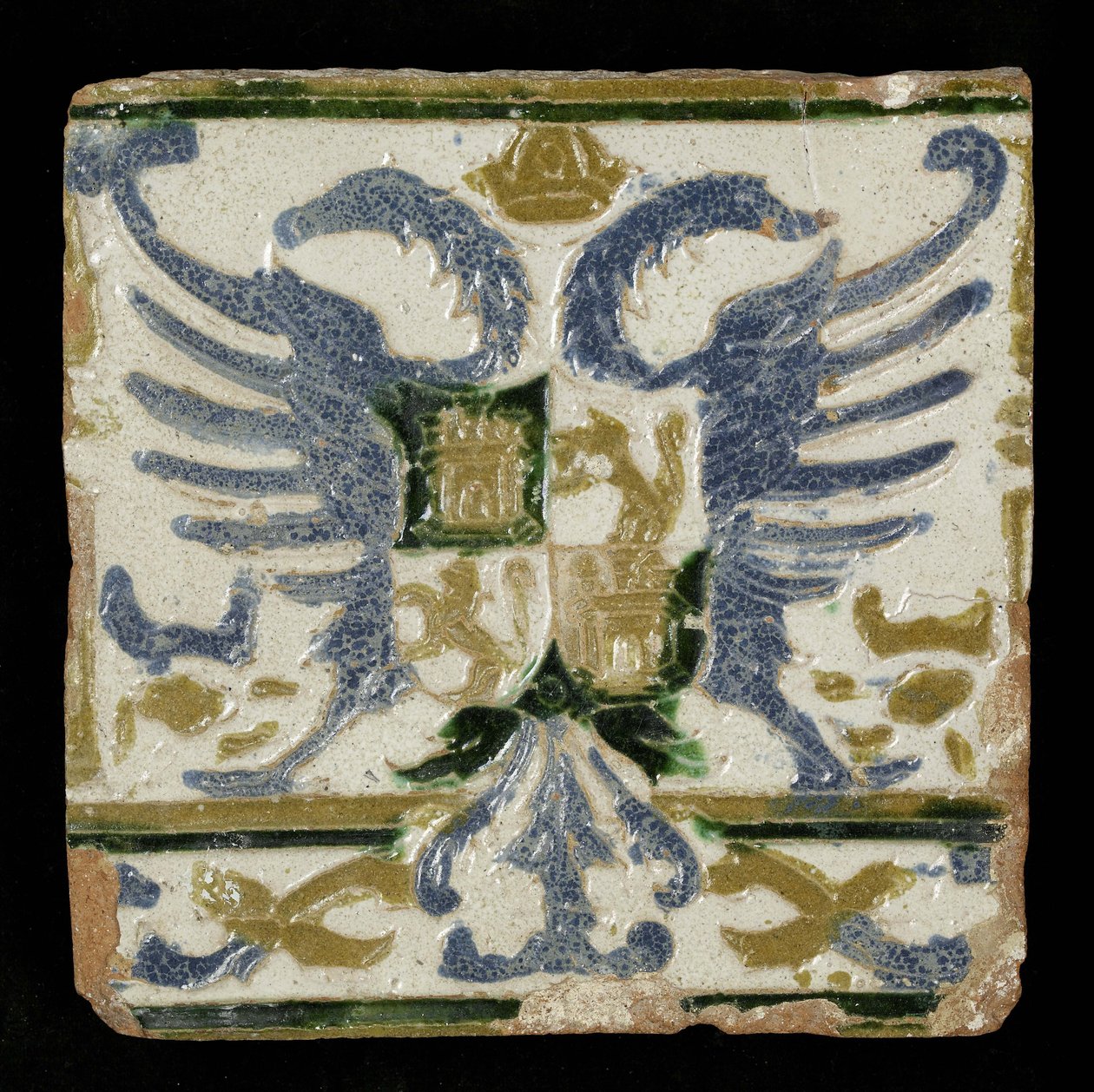 Leon ve Kastilya Kolları ile Çini, 1525 (toprak kap) by Spanish School