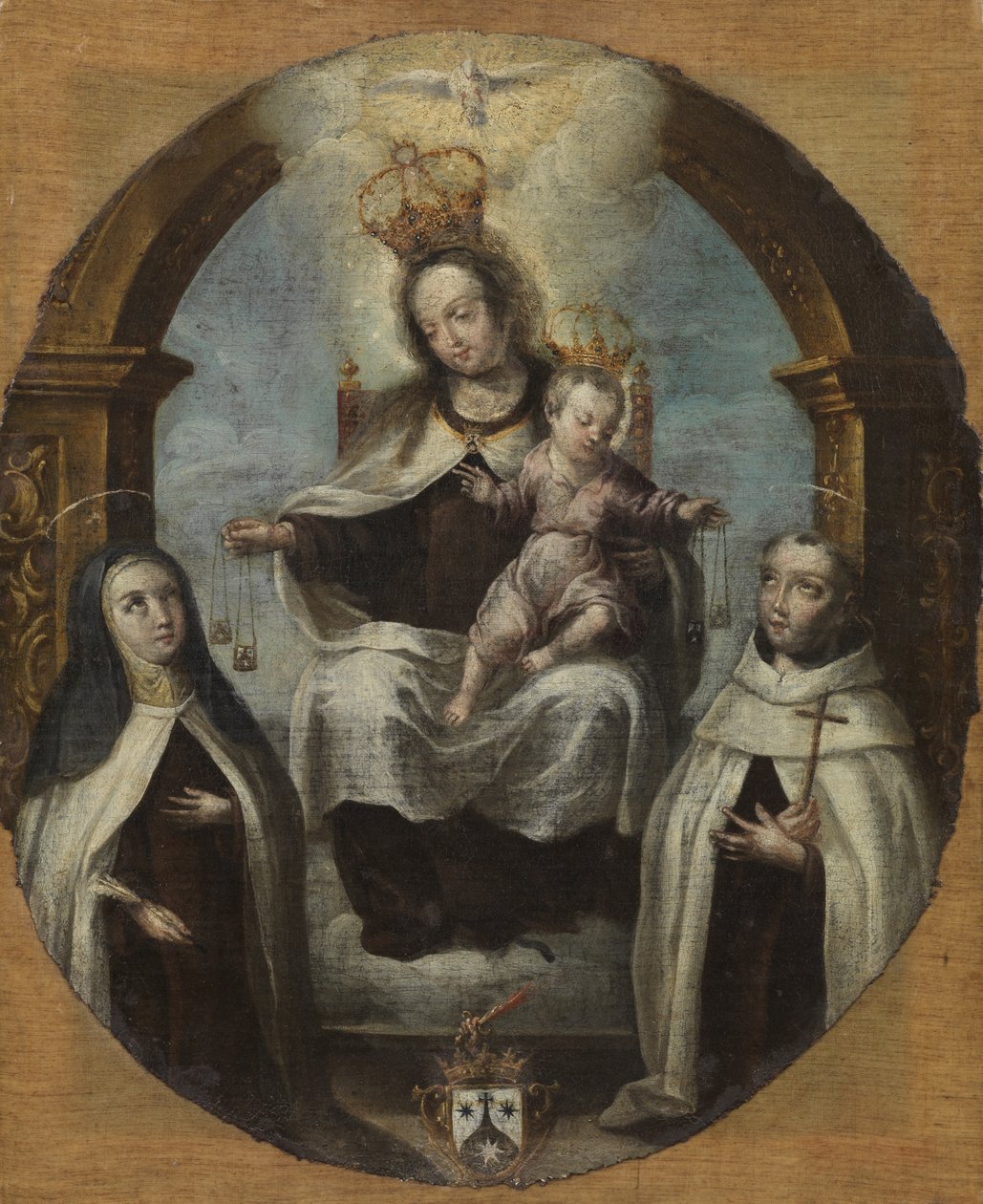 Aziz Claire ve Aziz Dominic arasında Bakire ve Çocuk, c.1700 by Spanish School