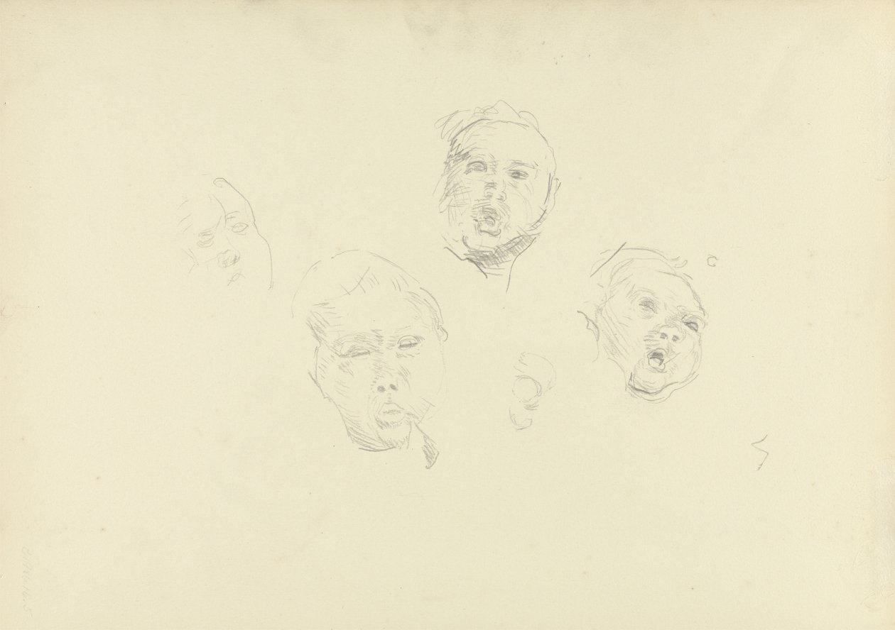 Altın Buzağı Mağarası için Başların Çalışması (grafit) (rekto için bkz. 265069) by Spencer Frederick Gore