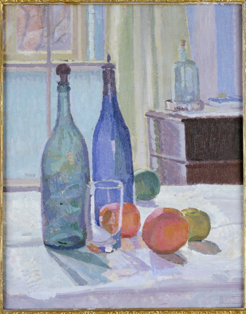 Mavi ve Yeşil Şişeler ve Portakallar by Spencer Frederick Gore