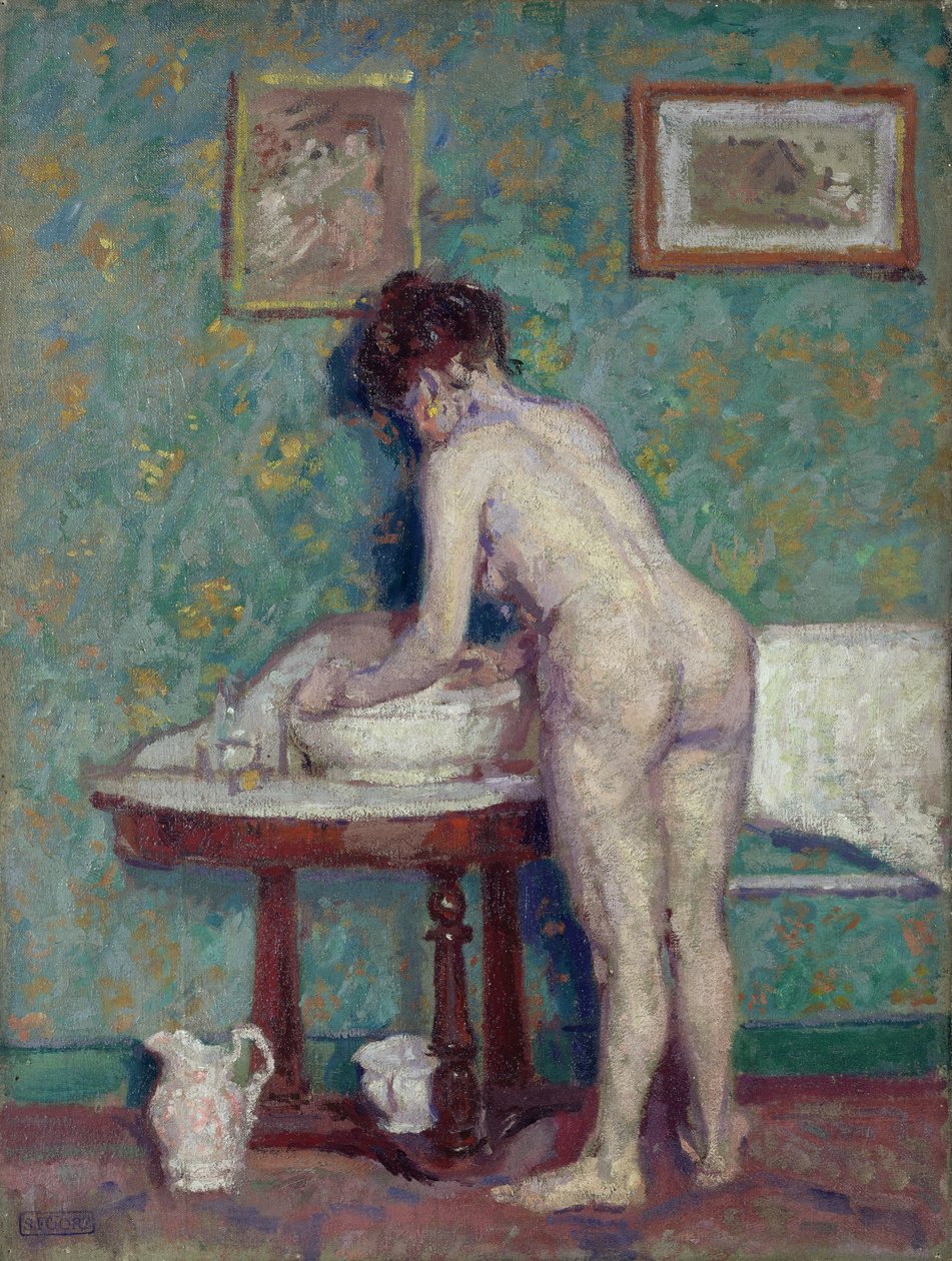 Nude ile İç Mekan (tuval üzerine yağlı boya) by Spencer Frederick Gore