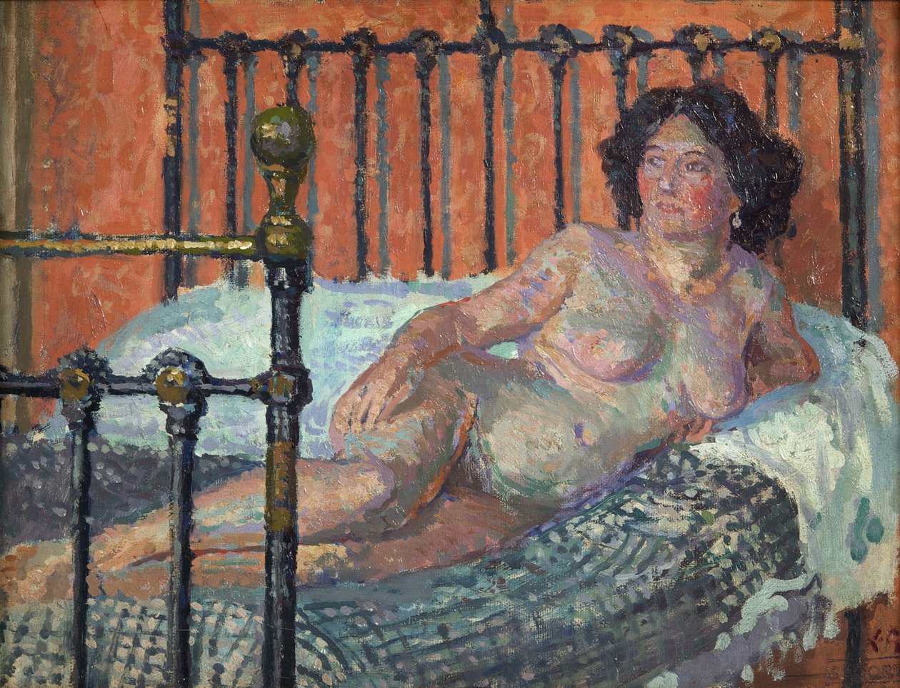 Yatakta Çıplak, c. 1910 (tuval üzerine yağlı boya) by Spencer Frederick Gore