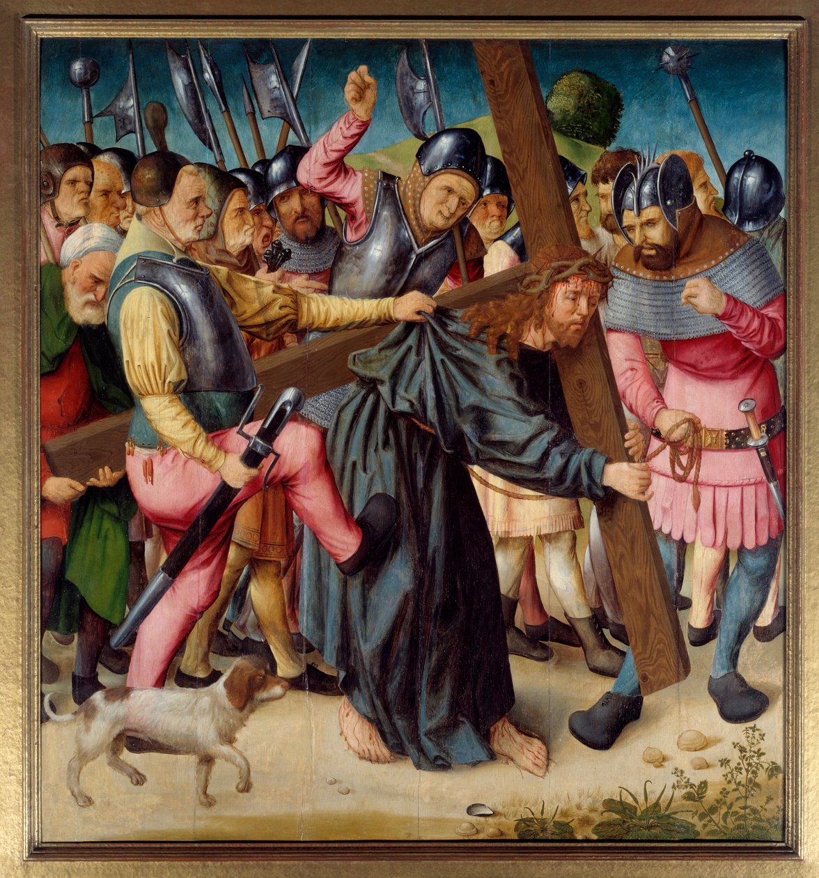 Calvary'ye yükselen Mesih (haçı taşıyor) by St Germain des Pres master