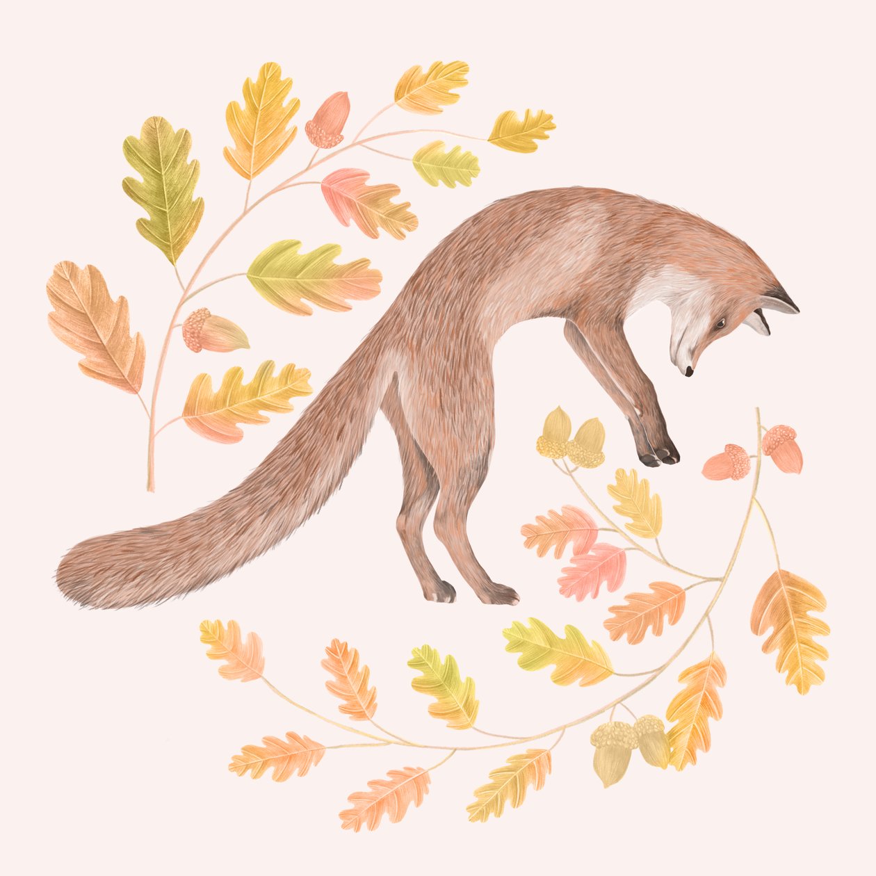 Jumping Fox, 2021 (grafit kalem ve dijital) by Stacy Hsu