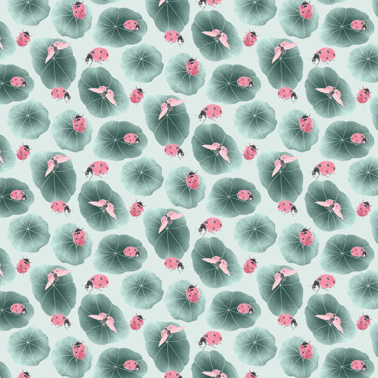Nasturtium koordinat deseni colorway 1, 2020 (grafit kalem ve dijital) by Stacy Hsu
