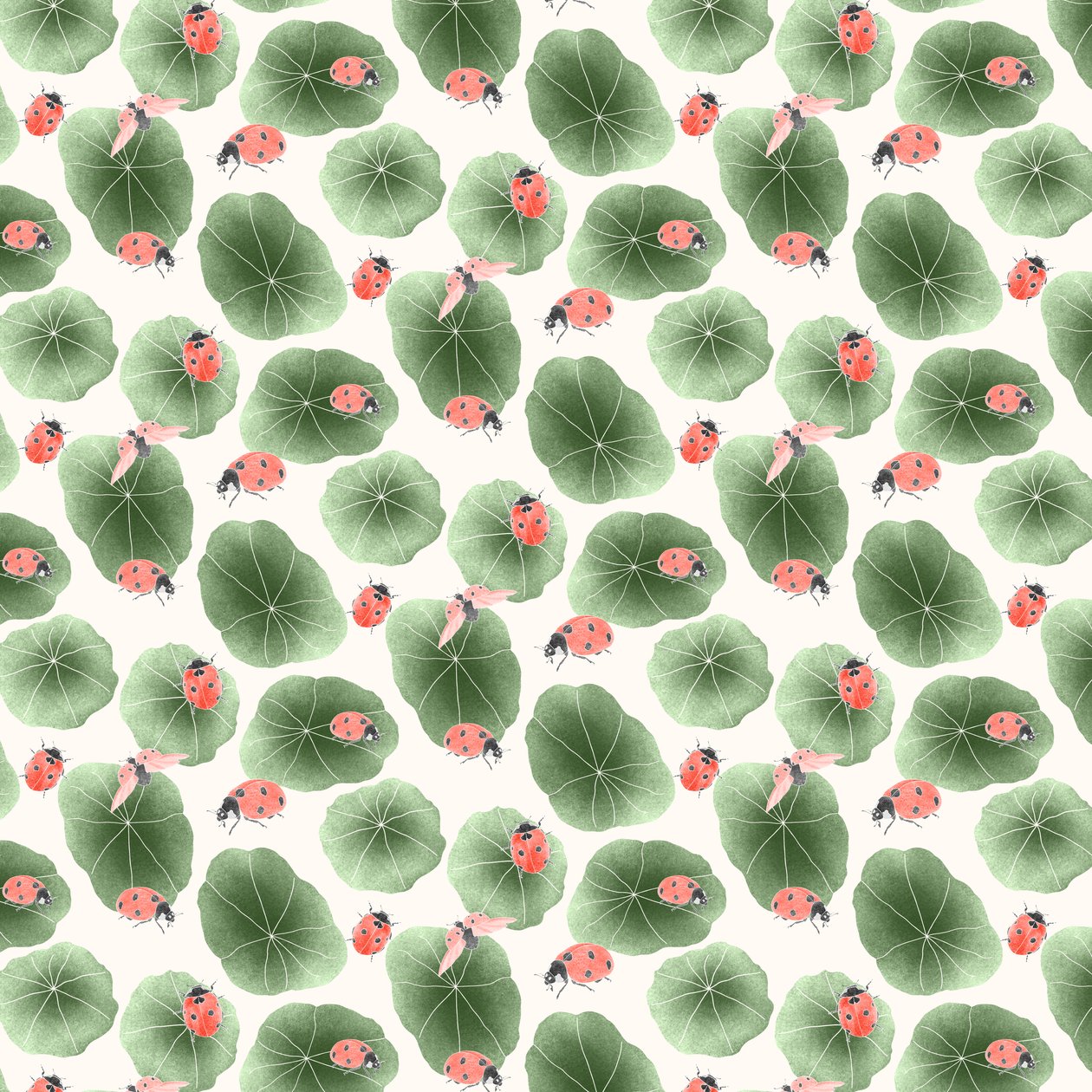 Nasturtium koordinat deseni colorway 2, 2020 (grafit kalem ve dijital) by Stacy Hsu