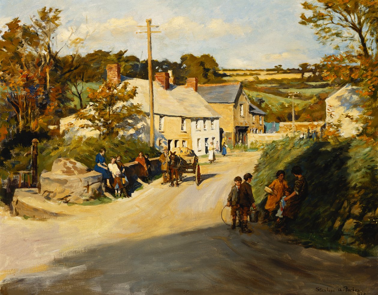 Bir Cornish Köyü by Stanhope Alexander Forbes