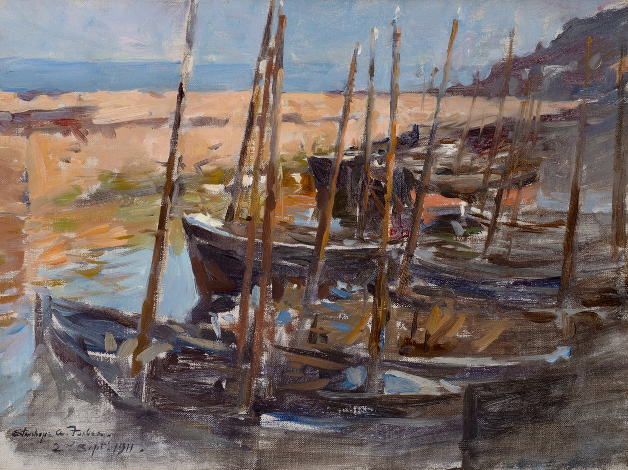 Bir Eskiz, Mousehole Limanı, Cornwall (tuval üzerine yağlıboya) by Stanhope Alexander Forbes