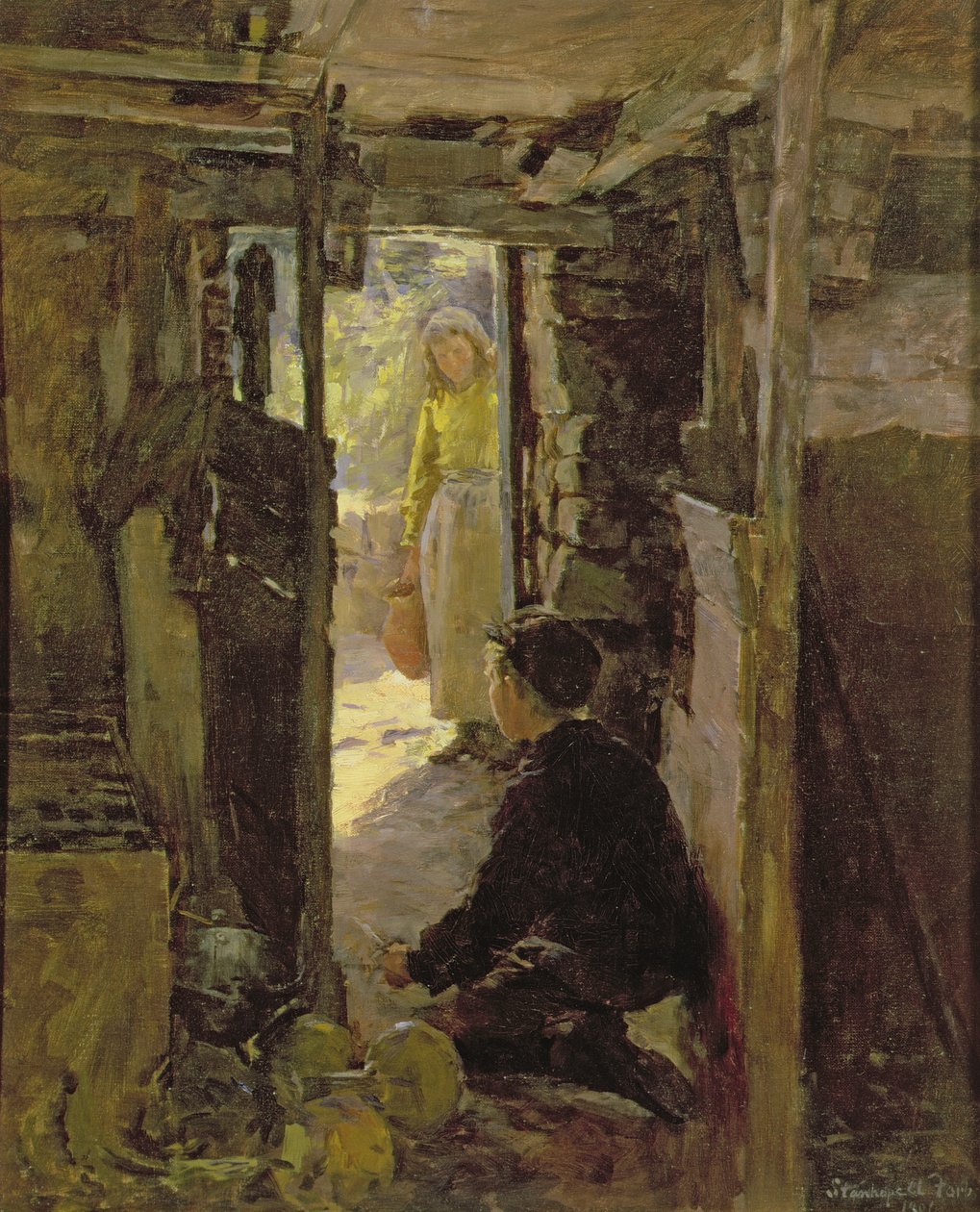 Kulübe Kapısında by Stanhope Alexander Forbes
