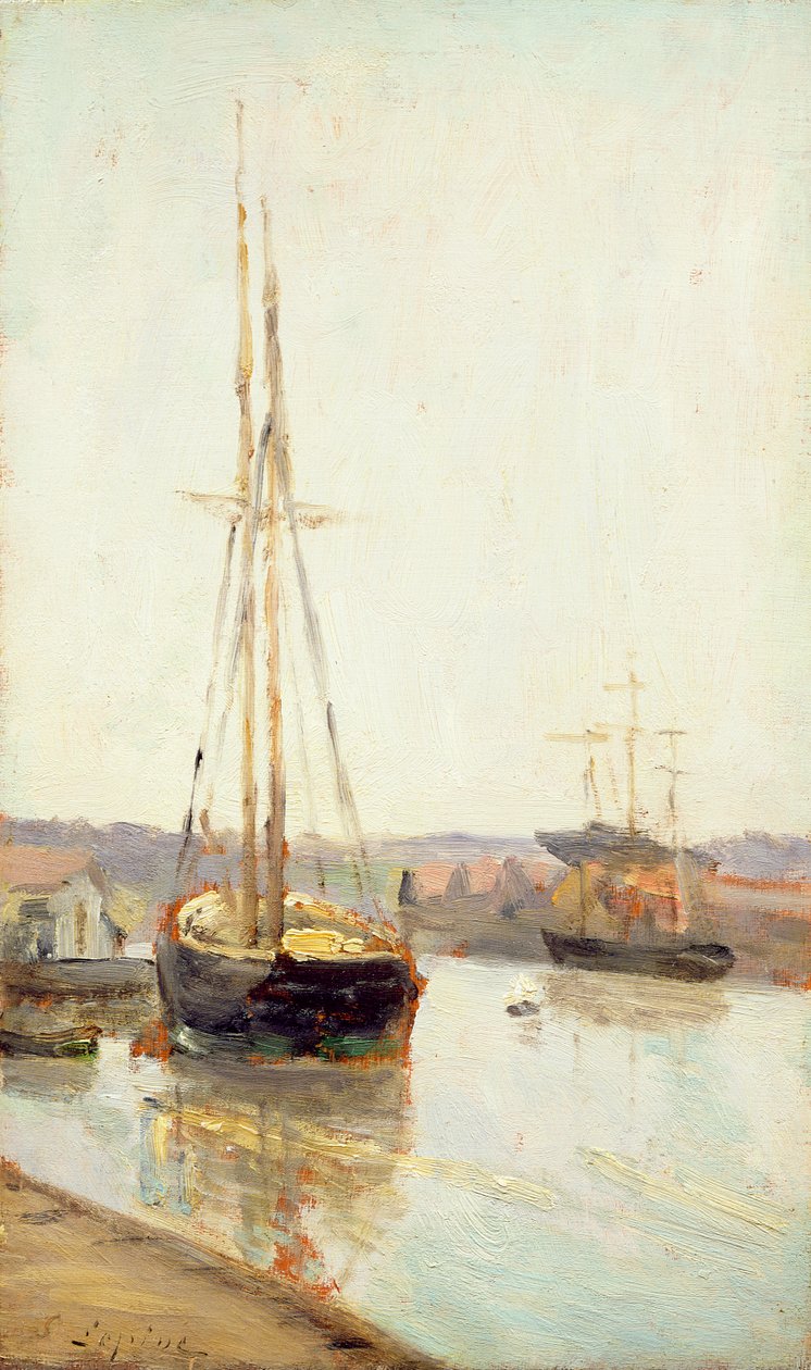 Kanaldaki tekneler (tahta üzerine yağ) by Stanislas Victor Edouard Lepine