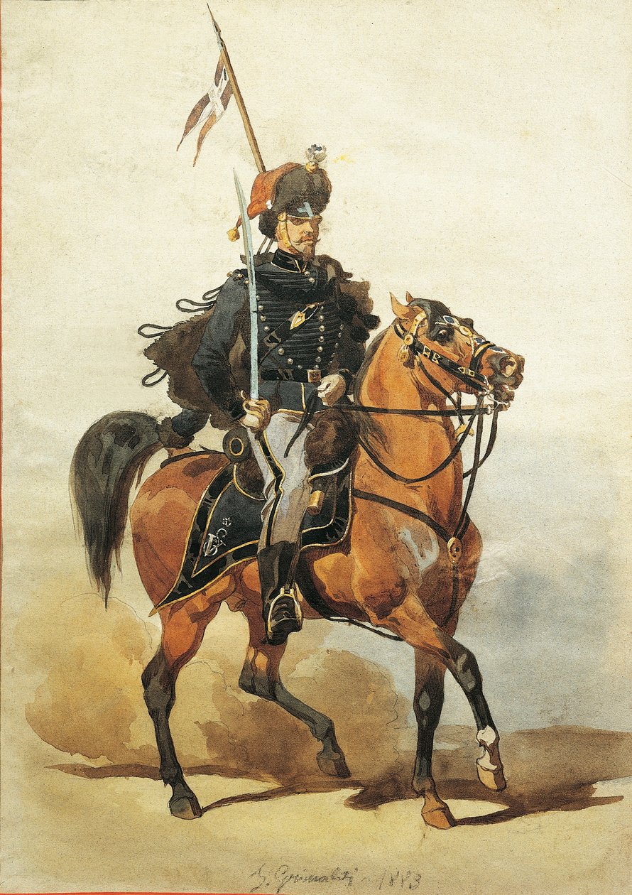 Piacenza Süvarilerinin Görevlisi, Çizim Stanislao Grimaldi del Poggetto by Stanislas Grimaldi del Poggetto