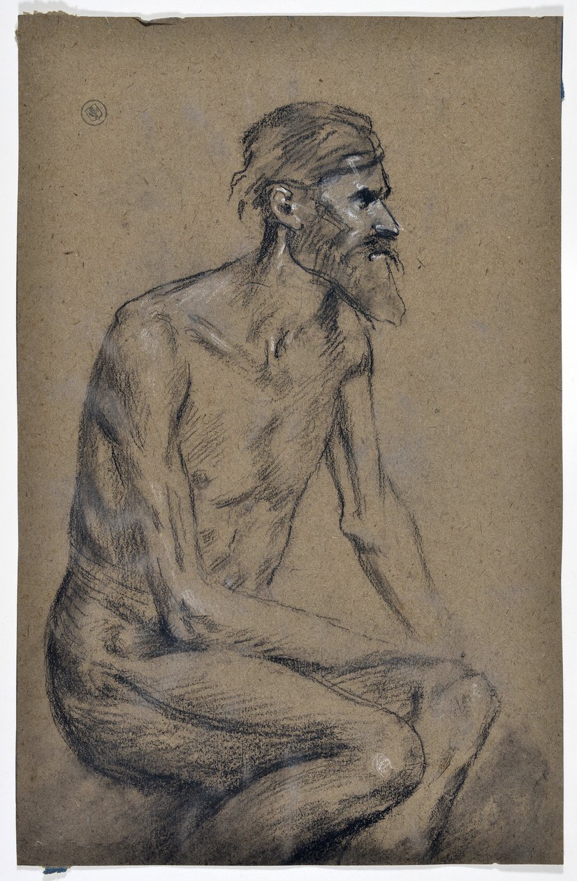 Oturan Adam Çalışması (çizim) by Stanislas Torrents y de Amat