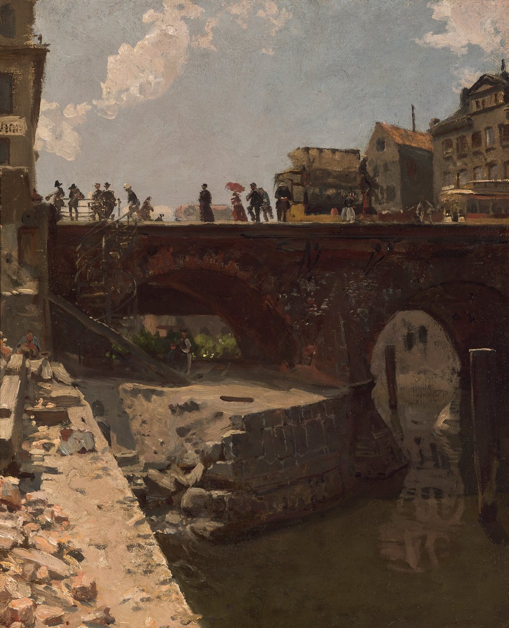 Bir Fransız kasabasında köprü by Stanislas Victor Edouard Lepine