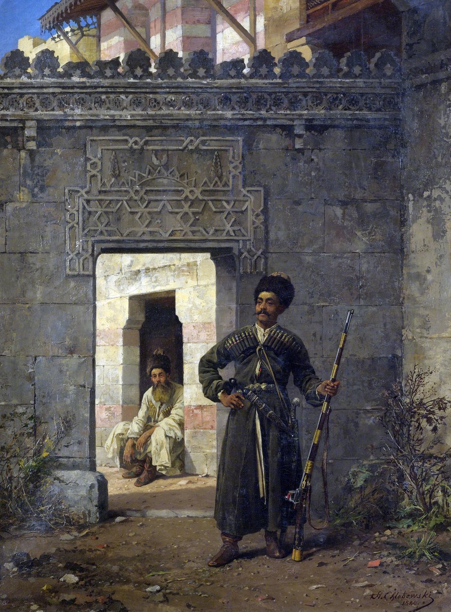 "Les gardes tcherkesses" (Çerkes Muhafızlar) penture de Stanislav Khlebovsky (Khlebovski) (1835-1884) - 1880 - Tuval üzerine yağlıboya Dim 55,5x41,2 cm Özel Koleksiyon by Stanislaus von Chlebowski