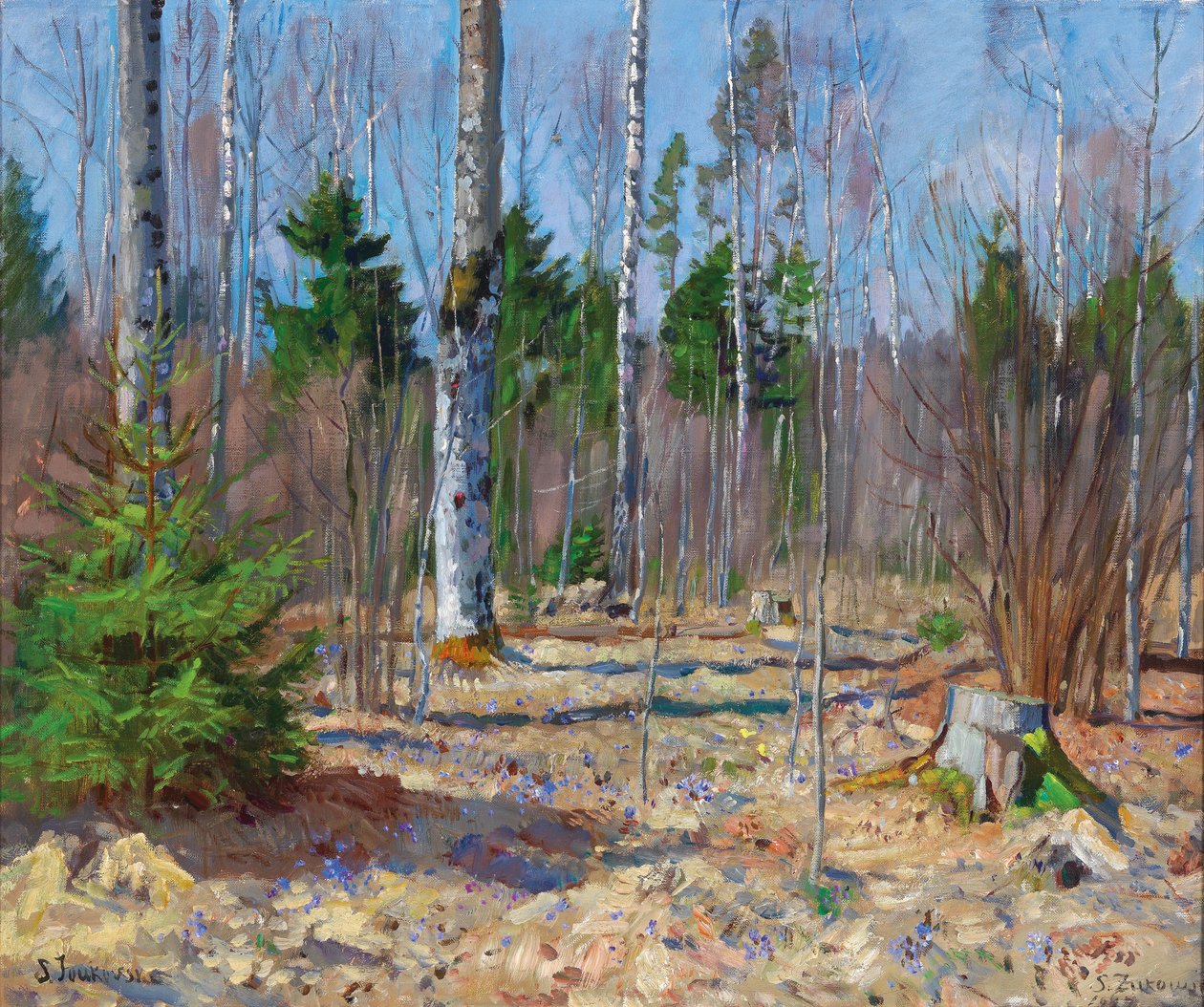 Ormanın kenarında bahar günü by Stanislav Zhukovsky