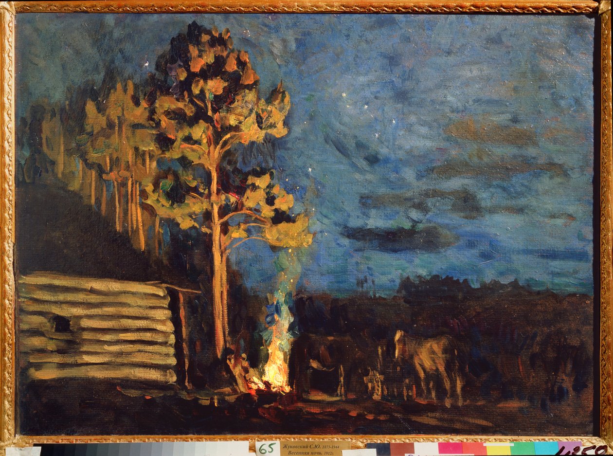 Bahar gecesi. Stanislav Yulianovich Joukovski'nin (Zhukovsky) (1873-1944) çalışması, karton üzerine yağlı boya by Stanislav Joulianovitch Joukovski