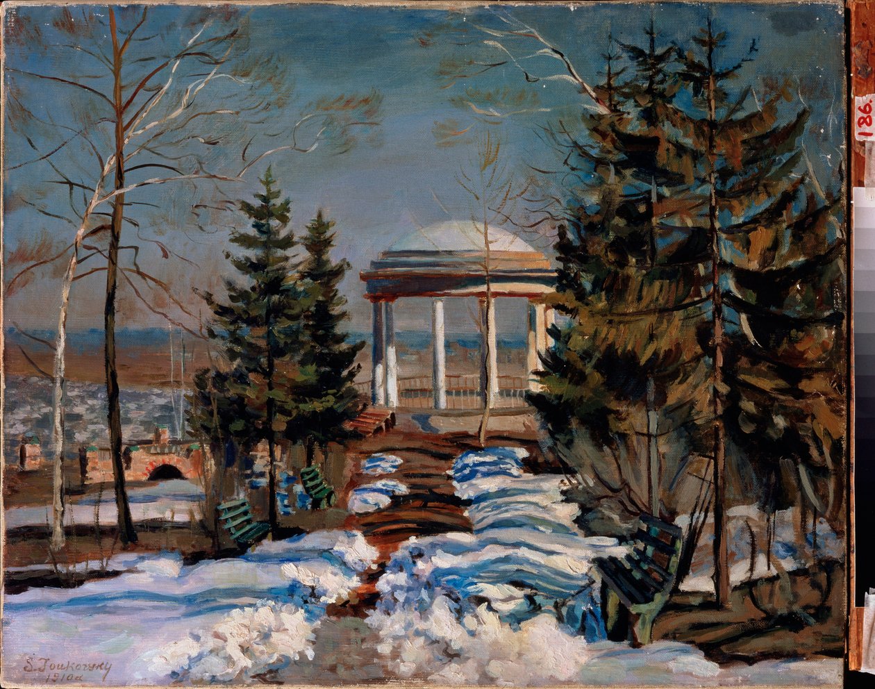 Kiosk ile manzara. Stanislav Yulianovich Zhukovsky (Zhukovsky) (1873-1944) tarafından tablo, tuval üzerine yağlı boya by Stanislav Joulianovitch Joukovski