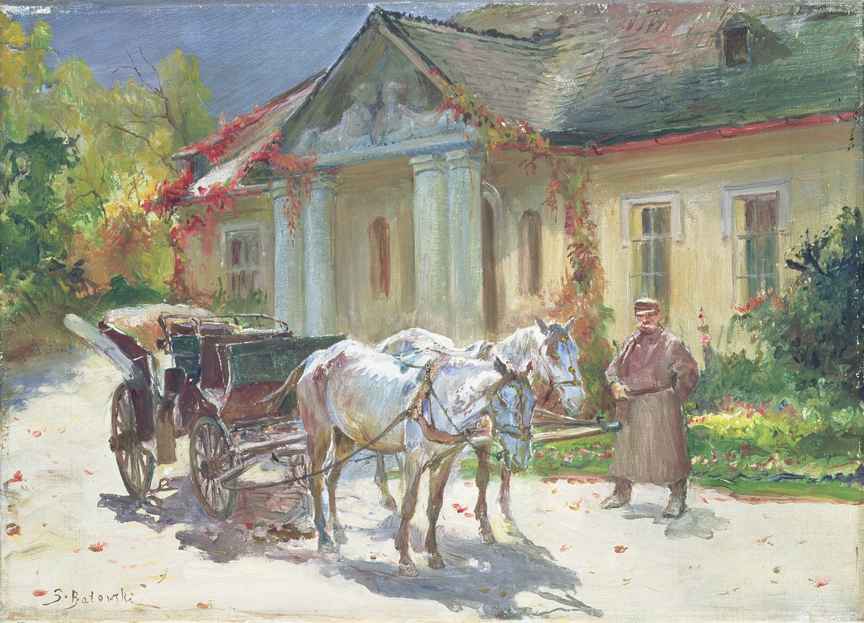 Polonya Malikanesi Önünde, 1930 dolayları (tuval üzerine yağlı boya) by Stanislaw Kaczor Batowski