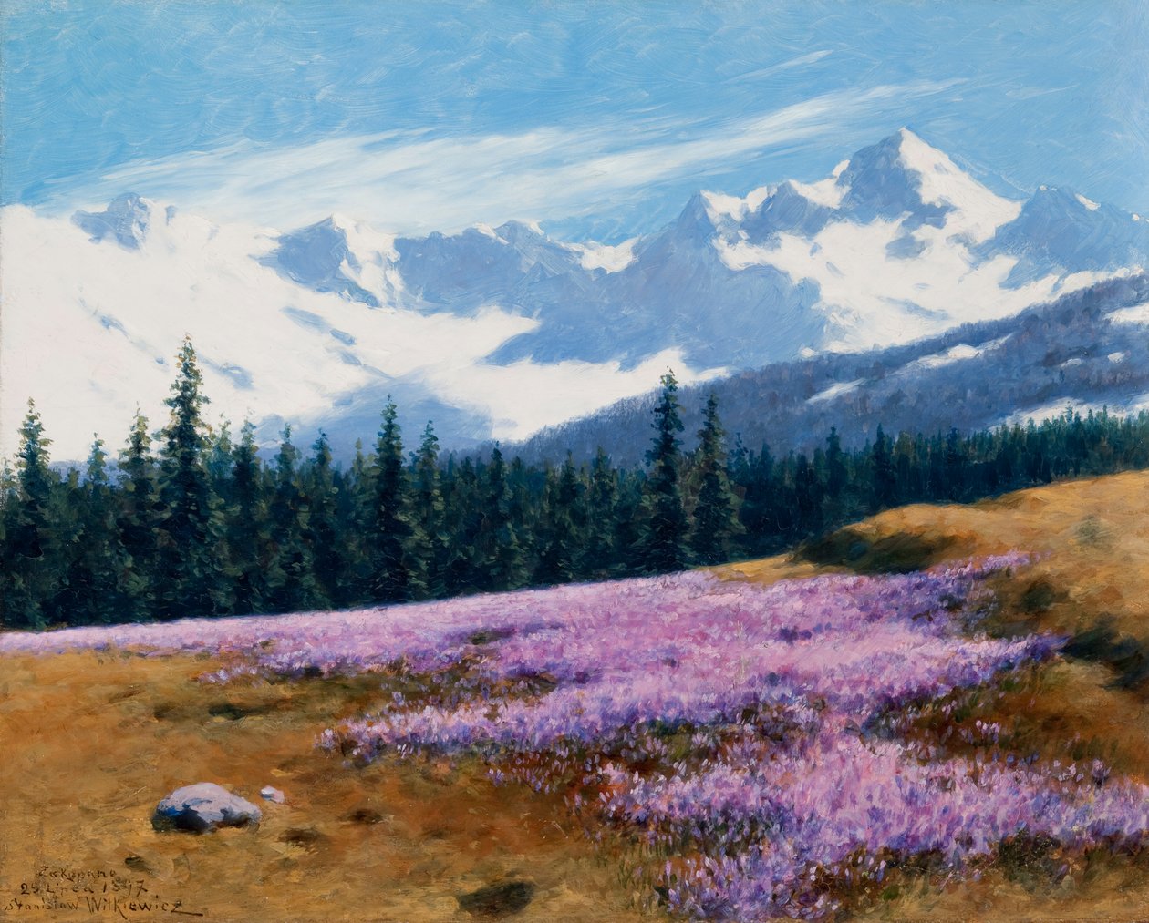Arkasında Karlı Dağlar Olan Çiğdemler by Stanislaw Ignacy Witkiewicz