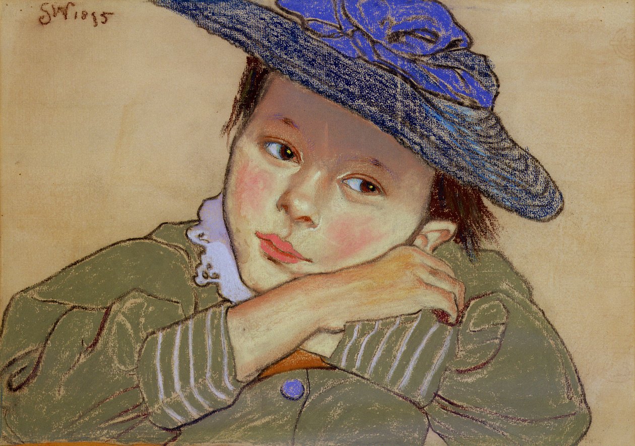 Mavi Şapkalı Kız, 1895 (kağıt üzerinde pastel) by Stanislaw Wyspianski