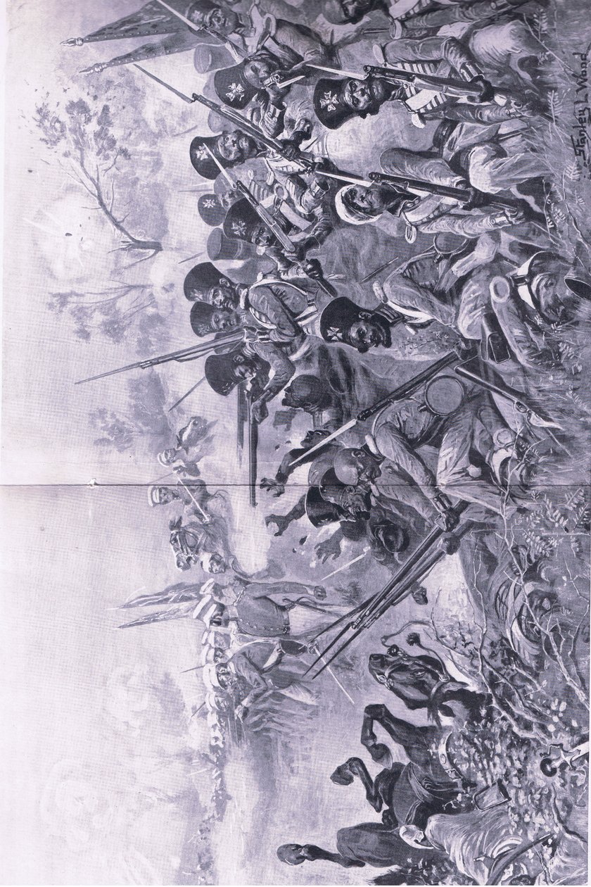 Chilianwala, 13 Ocak 1849: Goddys Tugayı, Sihlerle çevriliyken cesur bir duruş sergiliyor, İngiliz Kara ve Deniz Savaşlarından bir örnek, 1915 by Stanley L. Wood