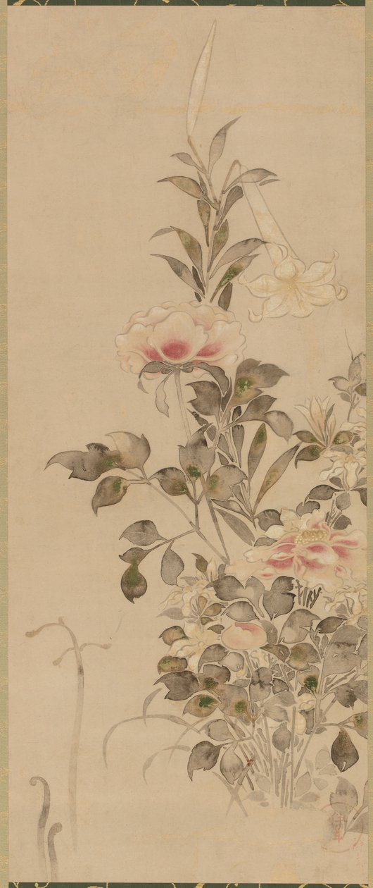Şakayık ve zambaklar, Momoyama veya Edo dönemi, 1568-1615. by Sôtatsu