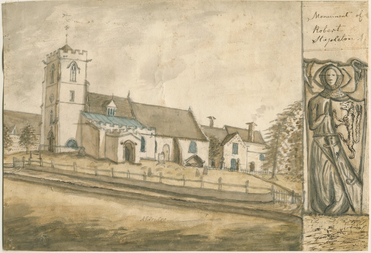 Aldridge Kilisesi: sulu boya, nd [1762-1802] (resim) by Stebbing Shaw