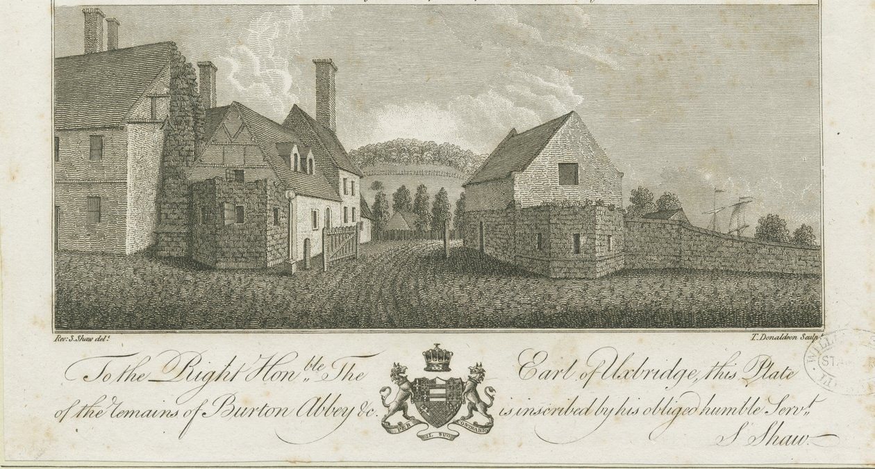 Burton-upon-Trent Manastırı: gravür, nd [c1795] (baskı) by Stebbing Shaw