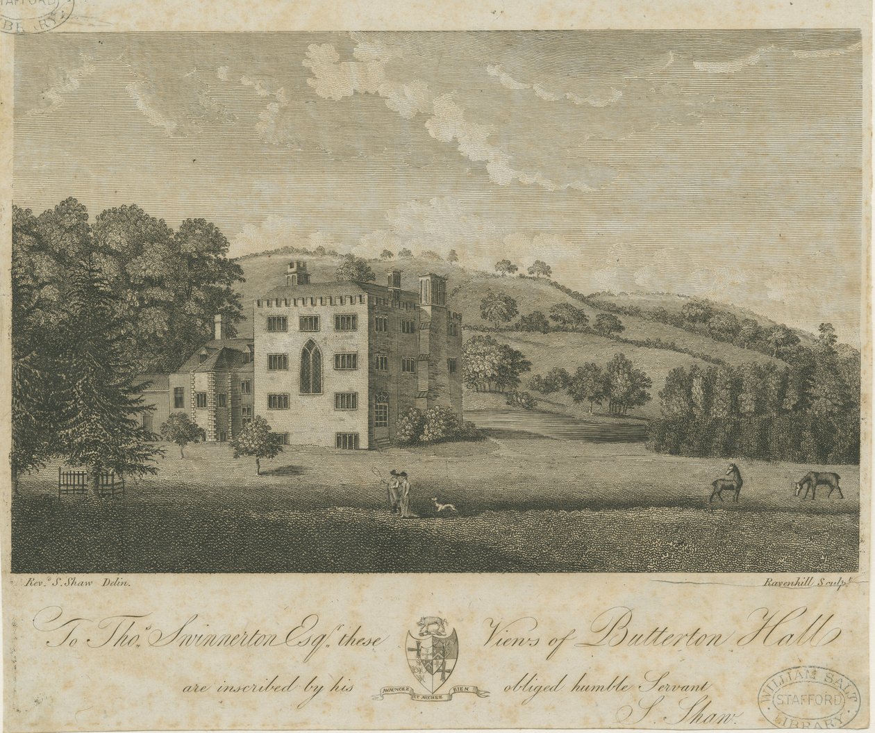 Butterton Hall: gravür ve [18. yüzyıl] by Stebbing Shaw