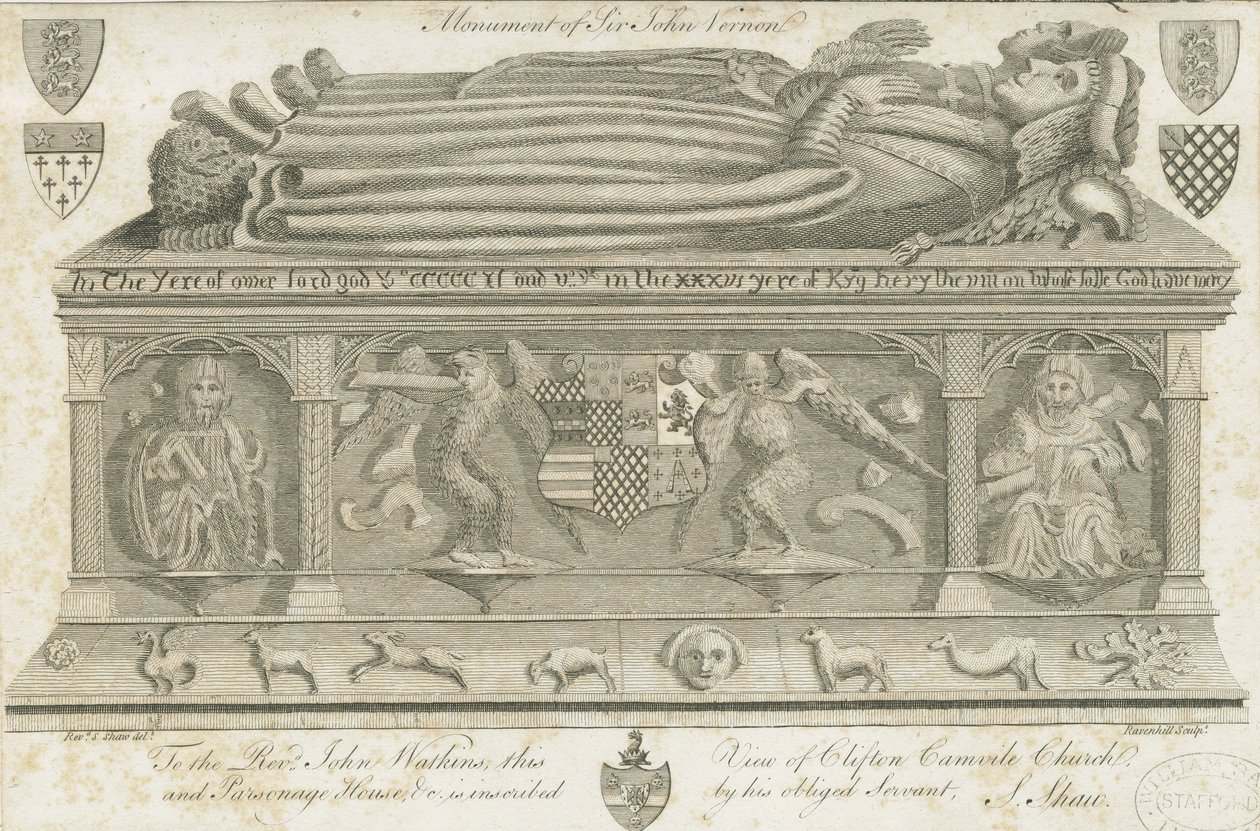 Clifton Campville Kilisesi - Vernon Anıtı: gravür, nd [1762-1802] by Stebbing Shaw