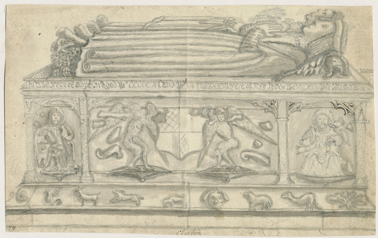 Clifton Campville Kilisesi - Vernon Anıtı: karakalem, nd [1762-1802] by Stebbing Shaw