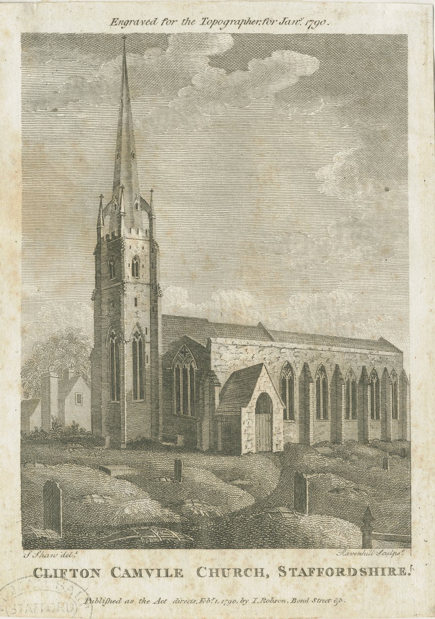 Clifton Campville Kilisesi: gravür, nd [1790] by Stebbing Shaw