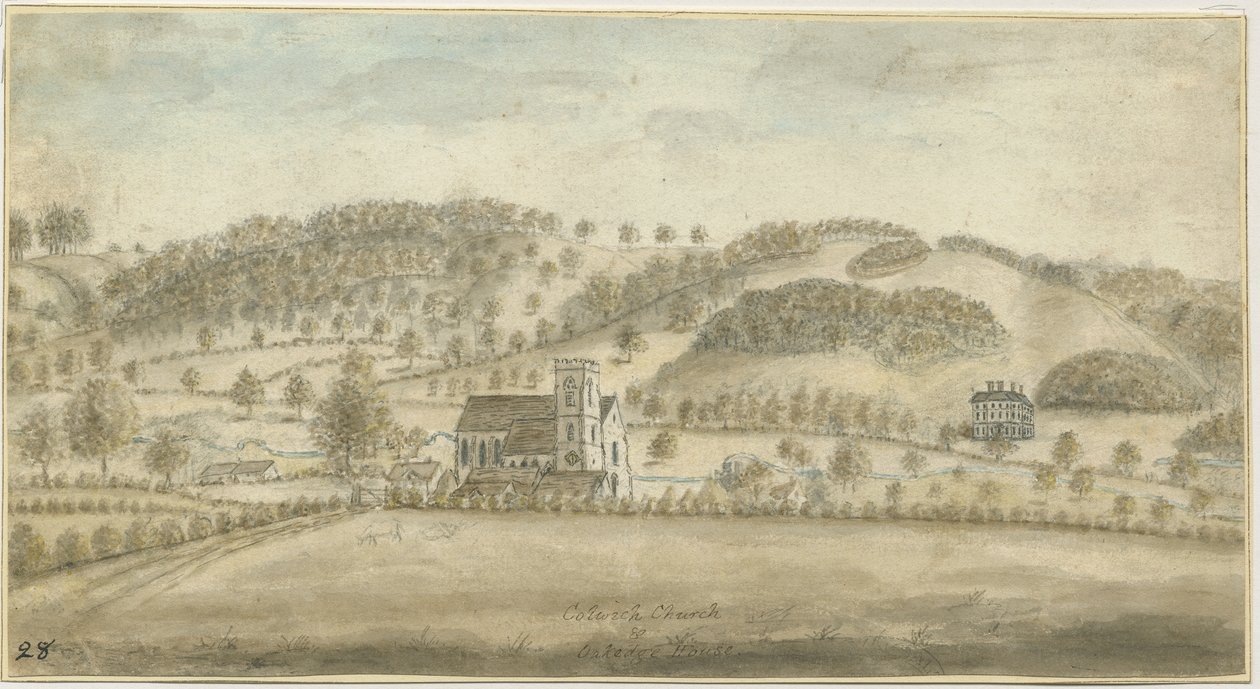 Colwich Kilisesi ve Oakedge Evi: sulu boya, nd [1762-1802] (resim) by Stebbing Shaw