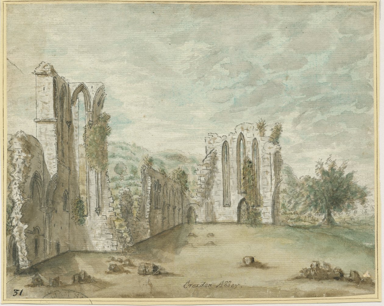 Croxden Abbey: suluboya resim, nd [1762-1802] (resim) by Stebbing Shaw