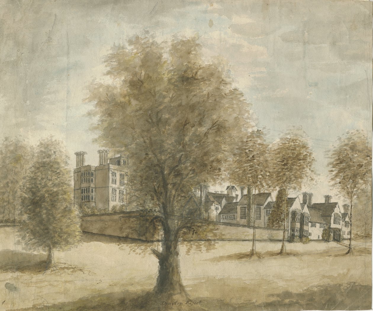 Drayton Bassett - "Drayton Malikanesi": sulu boya boyama, nd [1789-1793] by Stebbing Shaw