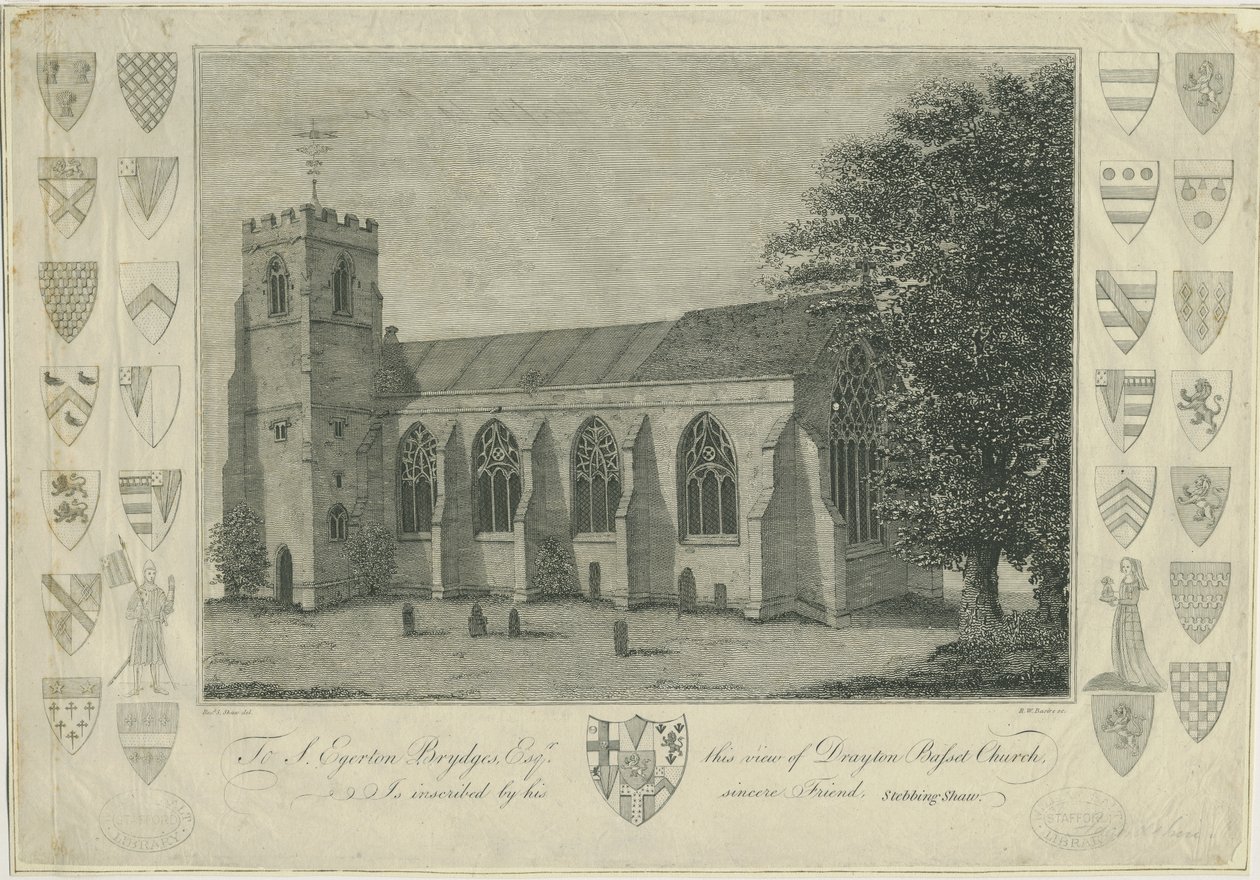 Drayton Bassett Kilisesi: gravür, nd [1762-1802] (baskı) by Stebbing Shaw