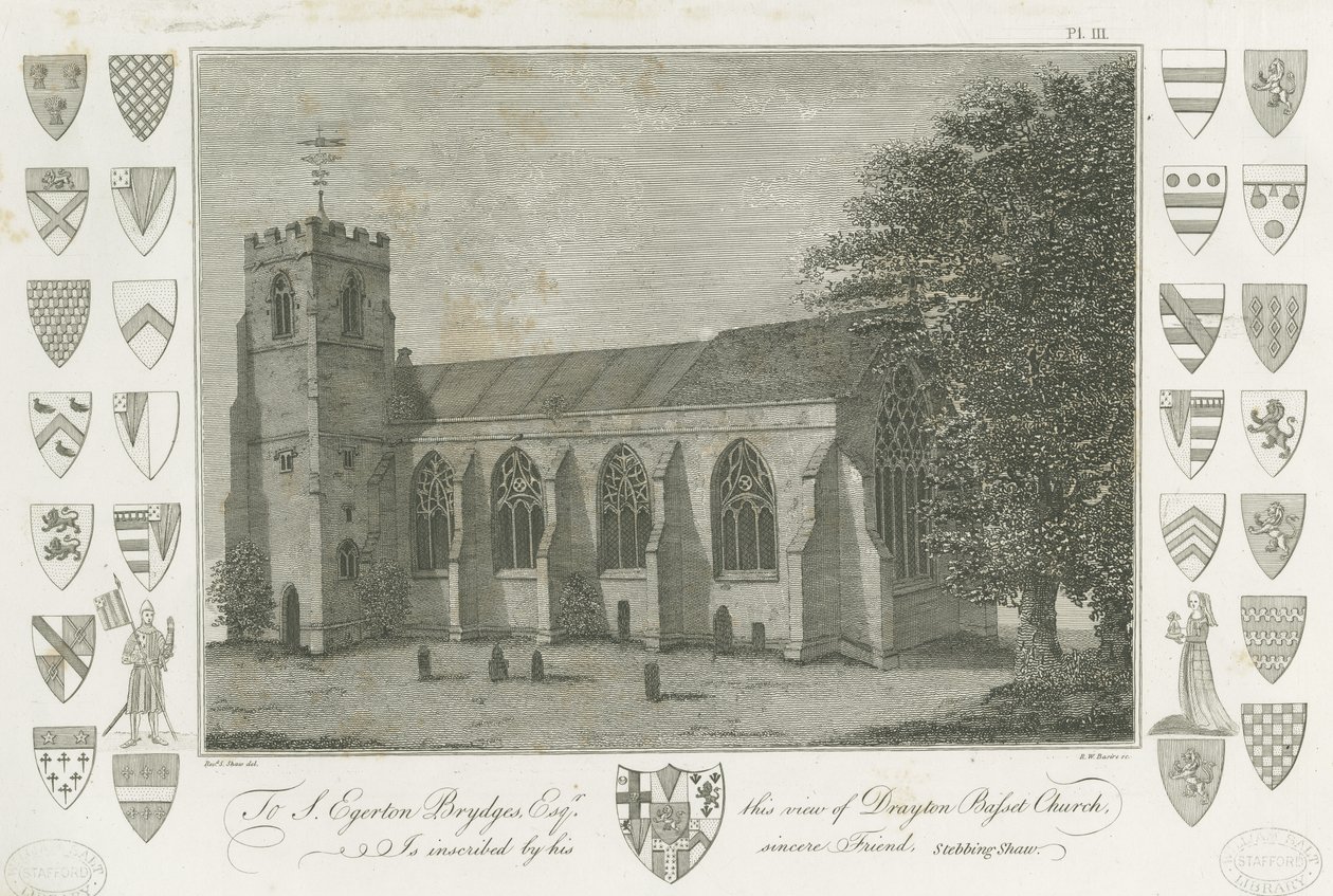 Drayton Bassett Kilisesi: gravür, nd [1762-1802] (baskı) by Stebbing Shaw
