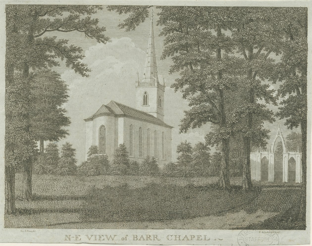 Great Barr Şapeli: gravür, nd [1762-1802] by Stebbing Shaw