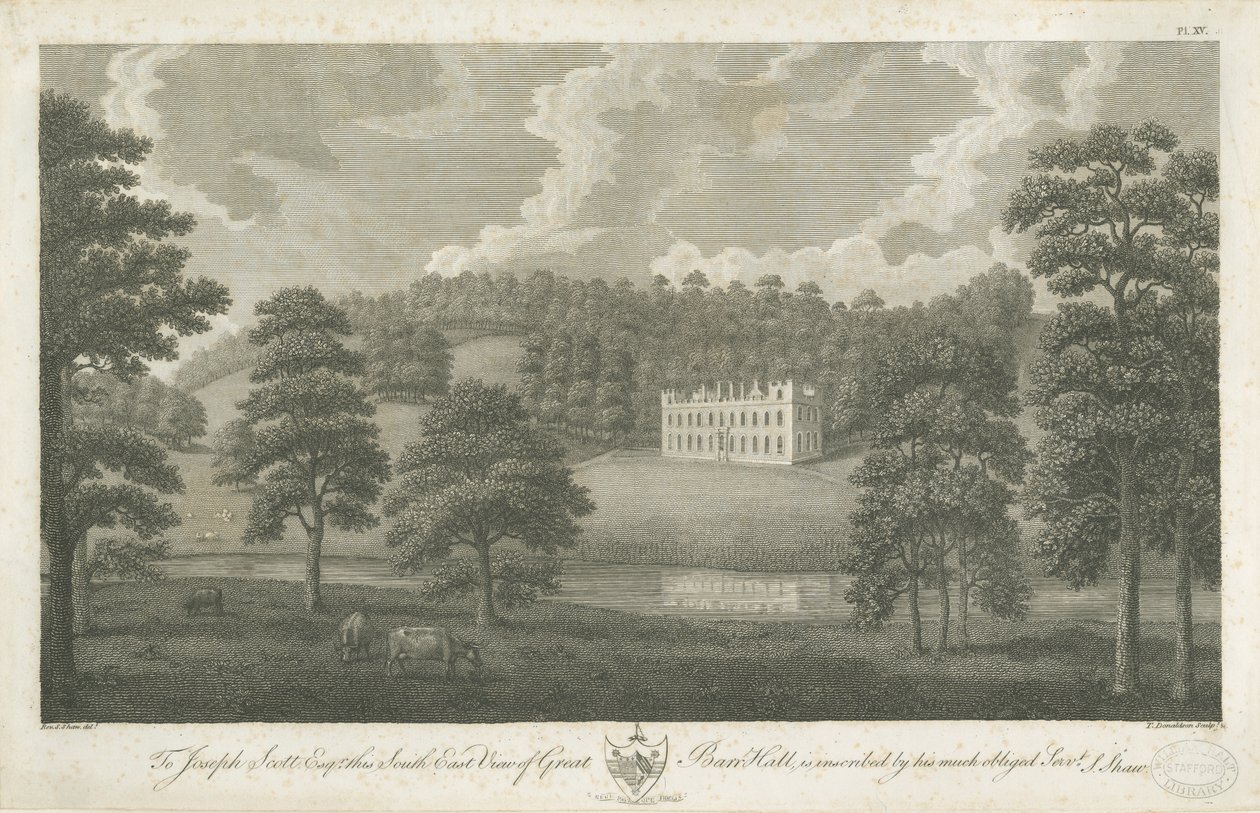 Great Barr Hall: gravür, nd [1762-1802] by Stebbing Shaw